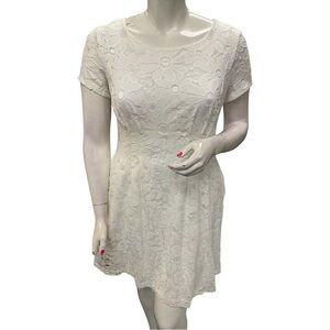 Connected Apparel Cream Lace Mini Dress Size L